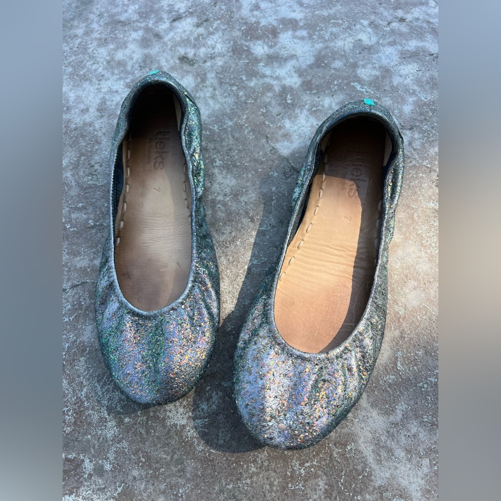Tieks Custom Silver Ballet Flats with Glitter Finish by Bex
